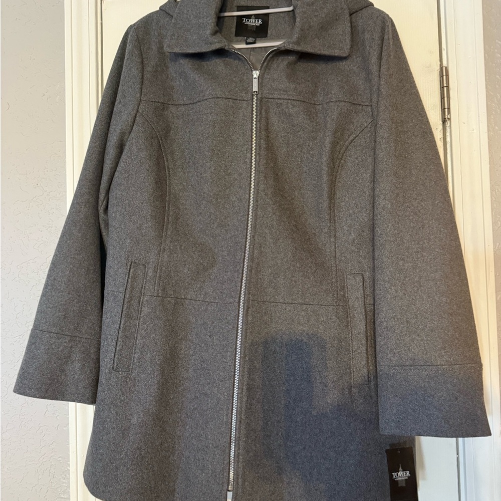 Tower by London Fog Women’s Grey Wool Coat - Picture 2 of 9